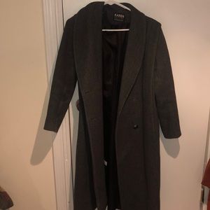 Karen Petites Vintage gray wool trench